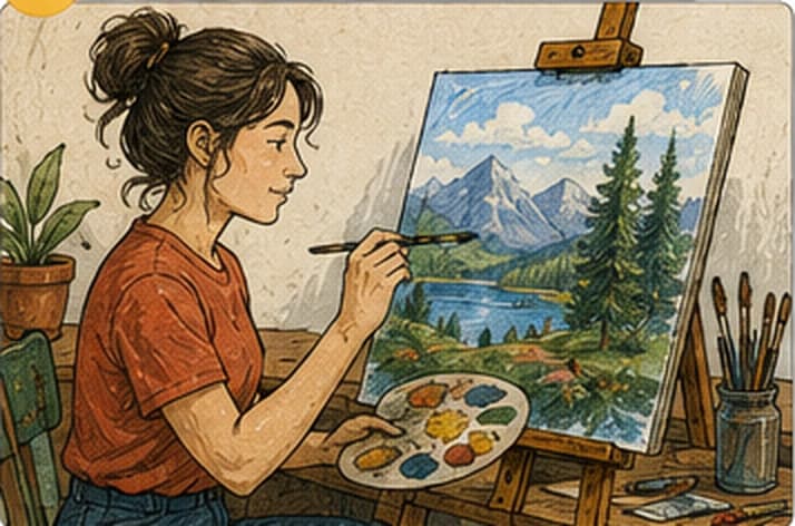 Persona pintando como actividad personal