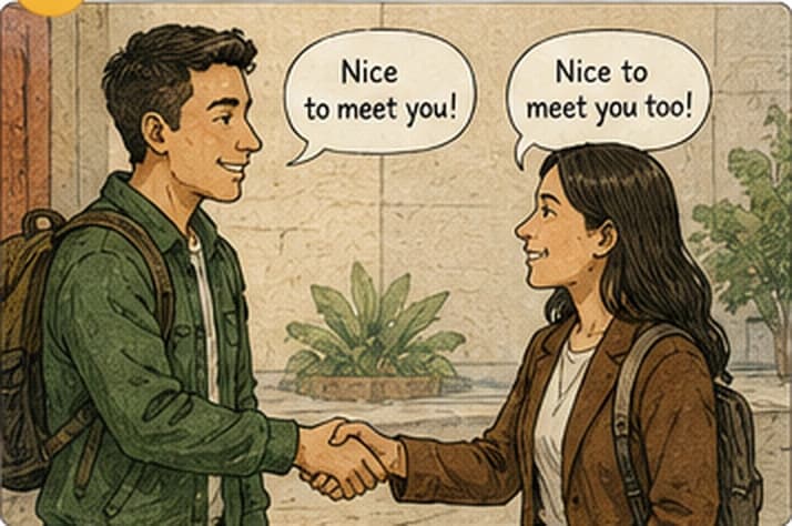 Dos personas se saludan al conocerse